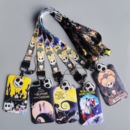 Cartoon Heart Bank ID Credit Card Holder Students Bus Card Case Lanyard Removable Identity Badge Cards Cover