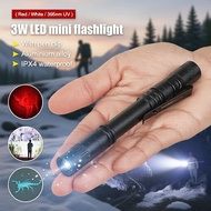 Portable Pocket Pen-Clip LED Torch with White/Red/395nm UV Light, AA Battery Excluded Lampu Suluh LE