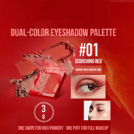Dual Color Eyeshadow Palette #01 Fiery Red (3g/0.10oz), Spicy Vibrant Rose + Warm Copper Shimmer, Bl