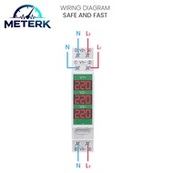 Meterk Karlak 3เฟสมิเตอร์วัดกระแสไฟเครื่องวัดพลังงานไฟฟ้า60450V Din รางติดตั้งแอลซีดีแรงดันไฟแสดงผลแ