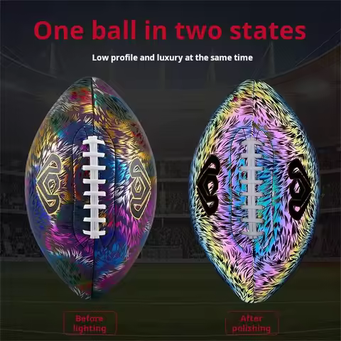 Tech Reflective Technology American Football - Size 9 & 6 Luminescent PU Rugby, Official Competition