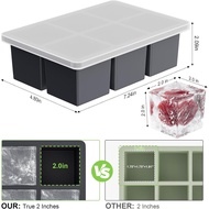 Large Ice Cube Tray for Whiskey: 2" Big Silicone Ice Tray with Lid for Whisky - 3Pack Old Fashioned 