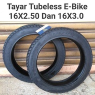 E-Bike 16X2.125 16X2.50 16X3.0 Tubeless Tyre Tayar Tanpa Tuib Basikal Elektrik Saiz 16 scooter Basik