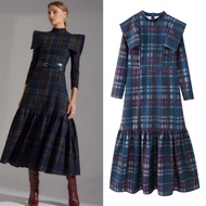 Blue Red Plaid Maxi Dress 75065