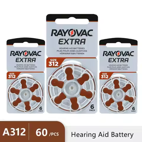 RAYOVAC EXTRA 60 PCS Zinc Air Performance Hearing Aid Batteries A312 312A ZA312 312 PR41 Hearing Aid