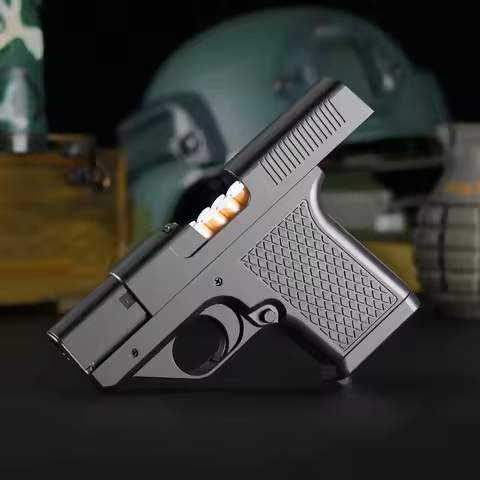 Plastic Clip Gun Type Butane Gas Lighter Three Capacity Cigarette Holder Windproof Jet Blue Flame Li