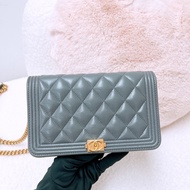 Chanel boy woc 灰色牛皮鏈條包