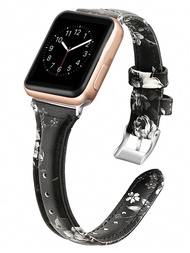 1 件皮革錶帶相容於 Apple Watch,超薄替換錶帶運動腕帶,適用於 Apple Watch Se 系列 9 8 7 6 5 4 3 2 1 帶不鏽鋼扣