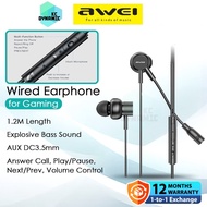 Awei ES-180i Gaming Wired Earphone Explosive Bass Gaming Headphone Awei Earphone Awei ES-180 Gaming 