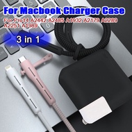 3 in 1 Charger Case for Macbook Silicone Soft Protective Cover For Power Charger Protection Sleeve 11 13 13 15 Pro 13 15 15 15 16 for Apple MacBook Air Pro 13/15/17-inch Pro 14 A24