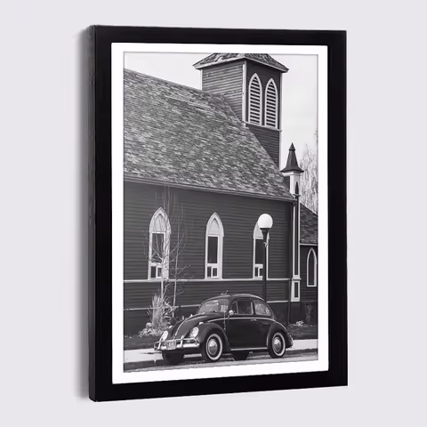 Nordic family photo frame wall retro car canvas poster and Prints 9x13 21x30 Black Wood frame luxury