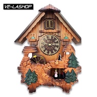 Velashop นาฬิกาแขวนผนังไม้แท้กุ๊กกู Cuckoo Wall Clock ตัวเรือนไม้แท้ ตัวเลขโรมัน ขนาดสูง 50 ซม ยาว 3