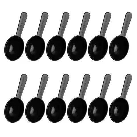12Pcs Plastic Coffee Measuring Spoons Short Handle Scoops for Tea Sugar Cereal Milk Powder Spices Bl