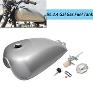 Universal Motorcycle Silver 9L 2.4 Gal Gas Fuel Tank Fit For Suzuki GN125 GN250 All Model Cafe Racer