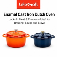 LifeMall - Enamel Cast Iron Dutch Oven | Locks In Flavour | Soup Pot