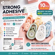 SSD Correction Tape Pack of 10 Anti Break Strong Adhesive Writable Instantly Smooth Coverage School 