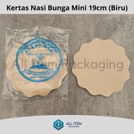Kertas Nasi Bunga Mini Elang Mas Biru / Kertas Minyak Bulat Coklat / Alas Piring Lidi Bambu Rotan is