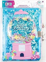 3C4G: Bubble Gum Glitter Locking Journal with Pen - 192 Pages, Take Notes-Design-Sketch, Three Cheer
