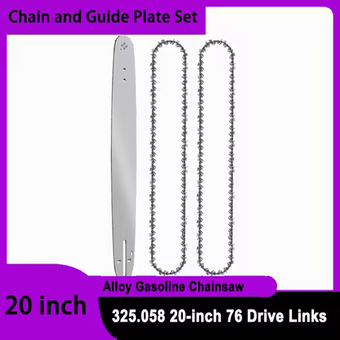 20-inch Gas Chainsaw w/ 76 DL Chain 0.325" Pitch 0.058" Guide Wear-resistant Alloy Rounded Teeth 20 