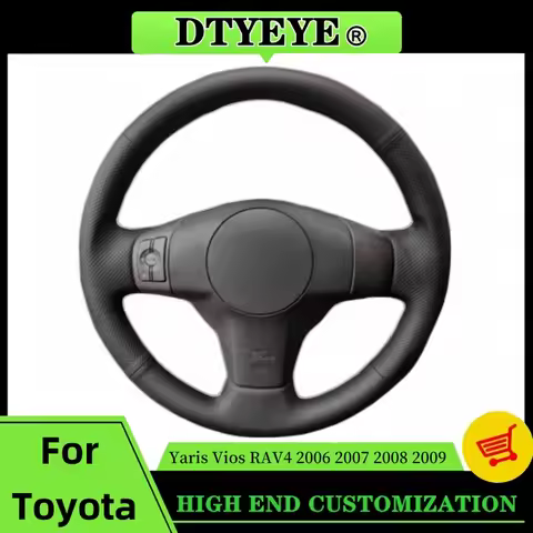 Customized Genuine Leather Car Steering Wheel Cover For Toyota Yaris Vios RAV4 2006-2009 Scion XB 20