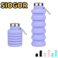 SIOGOR Collapsible Water Bottle, 17oz BPA Free Foldable Water Bottle, Portable Silicone With Carabin