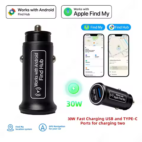 Car Charge GPS Locator Tracker 30W USB Phone Charger Fast Charging Type C Works with iOS Find My APP