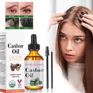 Castor Oil 2 oz-Cold Pressed Castor Oil Certified as 100% Pure Organic, Hexane-Free, Suitable for Ey