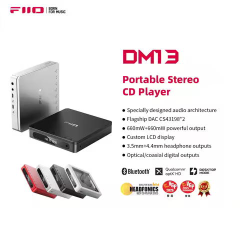FiiO DM13 Multifunctional Portable Stereo CD Player with Long-Lasting Battery, Supports USB Ripping,