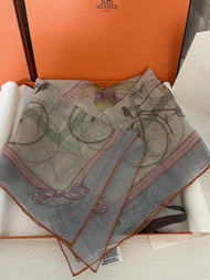Hermes 愛馬仕 自行車圖案 絲巾 輕紗70x70