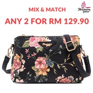 [ANY 2 AT RM129.90] Strawberry Queen Women Mimi Sling Bag Shoulder Bag (Floral BP, Black)