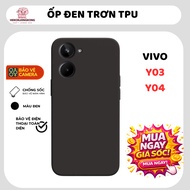 Vivo Y03, Y04 plain black case | Vivo flexible phone case provides comprehensive phone camera protec