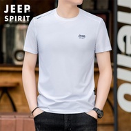 JEEP Jeep 2024เสื้อยืดแขนสั้นผู้ชายใหม่ฤดูใบไม้ผลิและฤดูร้อนเสื้อยืดลำลองเสื้อแขนสั้นผ้าไหมน้ำแข็งหล