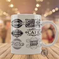 Mug Glass Lettering set template vector in retro style