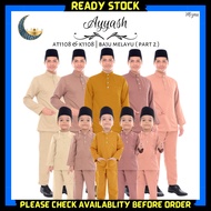 BAJU MELAYU AYYASH AT1108 Plus Size Baju Melayu Sedondon Kanak-kanak Dusty Pink Khakis Mustard Gold 
