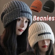 Letter Pattern Solid Color Bonnet - Winter Fashion Knitted Beanies - Women Men Stack Cap Skullcap - 