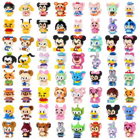 Disney 108 style LinaBell StellaLou Winnie Building Blocks Princess Cartoon Figures Bricks Children'