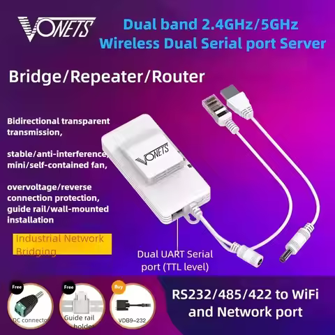 VONETS VAP11S-D232 Dual-Band Wireless Bridge Router Serial Port Service UART/TTL to RS232/485/422/Wi