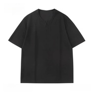 【READY STOCK】ProMan men plain waffle V-Neck Short Sleeve Simple baju t shirt lelaki berkolar hitam L