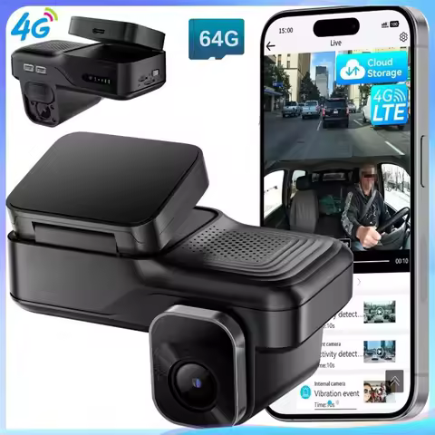 4G Dashcam Front and Inside Two-Way Talk Car DVR Remote Live-View IR Night Vision Car DVR 24/7 Parki