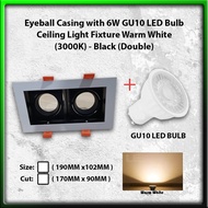 Eyeball Casing with GU10 LED Bulb Double Black - 3000K Warm White