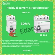 SCHNEIDER ACTI9 ilD RCCB TYPE "A" 2P / 4P 40A 30MA