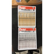 PENTEL RS3 ballpoint roller ( made in japan ) gold silver chrome/ office signature pen (unit per pie