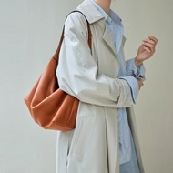 東方曲線美 × 植鞣皮革 2WAY 經典 Hobo 包 附延長背帶 棕色