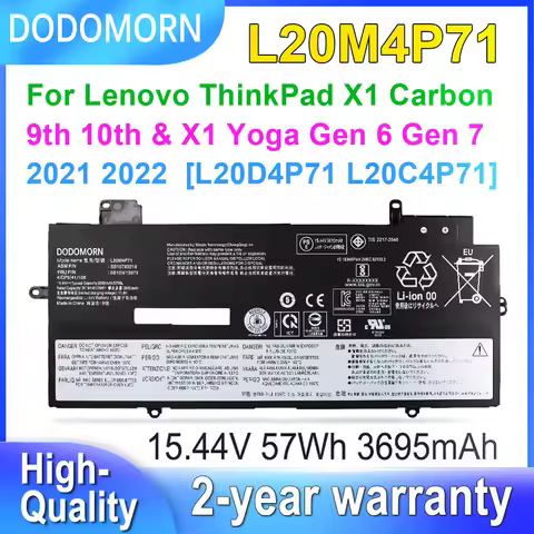 DODOMORN L20M4P71 For Lenovo Thinkpad X1 Carbon 10th Gen 9,Yoga Gen 6 7 2021 Series Laptop Battery S