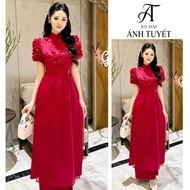 Innovative ao dai, high-quality 4-panel silk ao dai, size S - 3XL