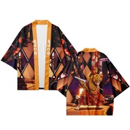 Anime Demon Slayer Kimono Zenitsu Tanjirou Cosplay Haori Tops Cardigan Casual Graphic Outerwear