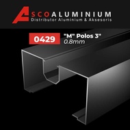 Aluminium alumunium M Polos Profile 0429 kusen 3 inch Alexindo