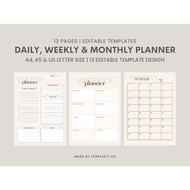 Daily Planner | Weekly Planner | Monthly Planner | Printable PDF Planner | Digital Planner | 2024 Pl