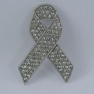 Pearl Jewelry เข็มกลัดไว้อาลัย โบว์ริบบิ้นเพชร PIN9 แบบ Pin ก้านหมุดปัก