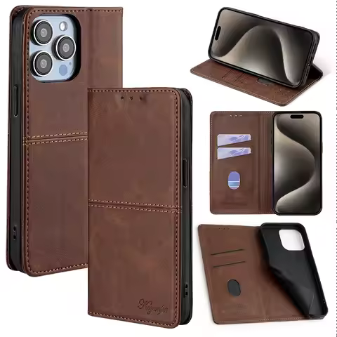 Magnetic Flip Case For Vivo X200 X100S X90 X80 X70 X60 Pro Plus Retro PU Leather 2 Cards Slot Anti D